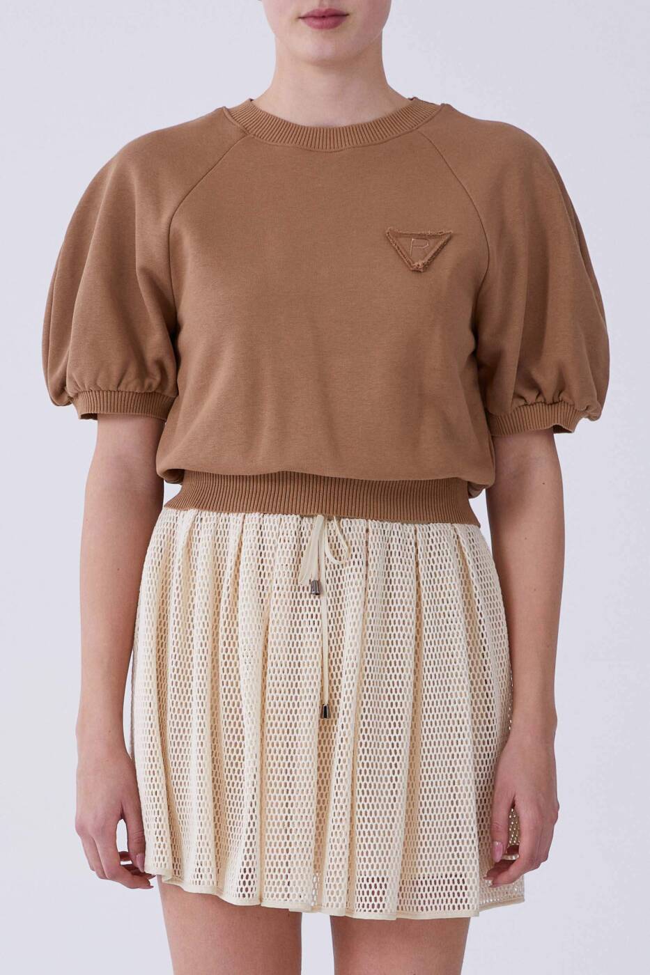 Kısa Kol Sweatshirt Kahve - 1