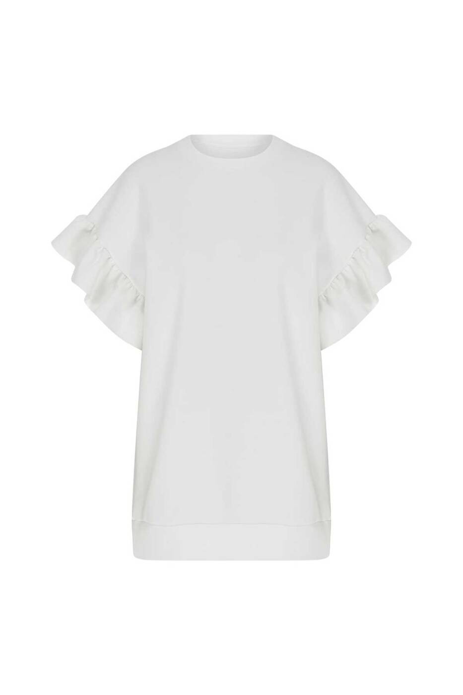  Kısa Kollu Pileli Kadın Sweatshirt Ekru - 4