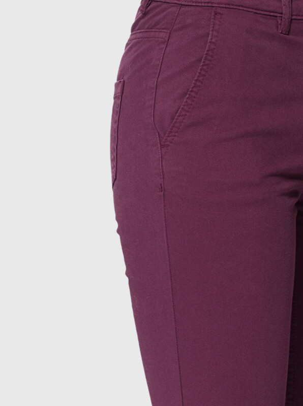  Kısa Paça Cep Detaylı Kadın Pantolon Bordo - 4