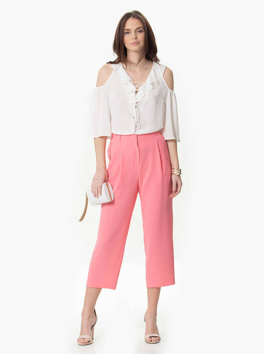 Kısa Paça Pantolon Pembe - 1