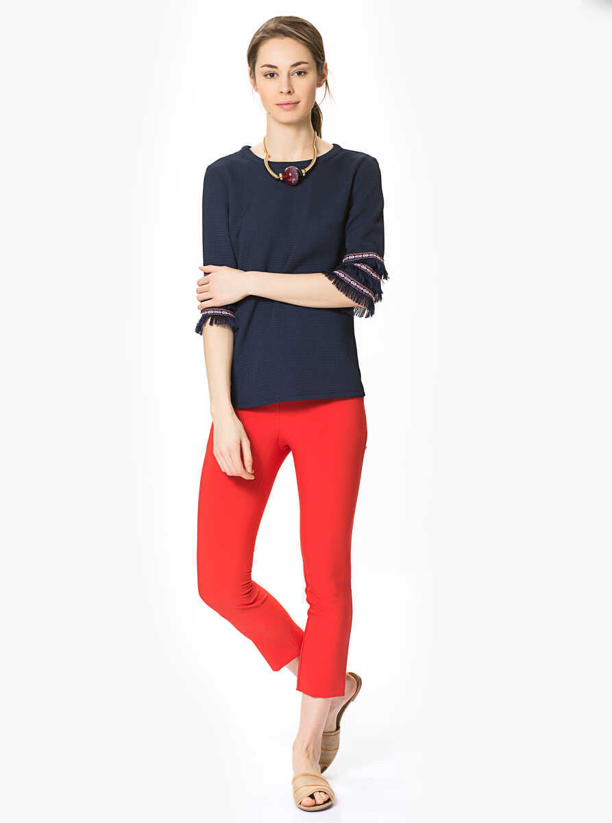 Kısa Paça Skinny Pantolon Kırmızı