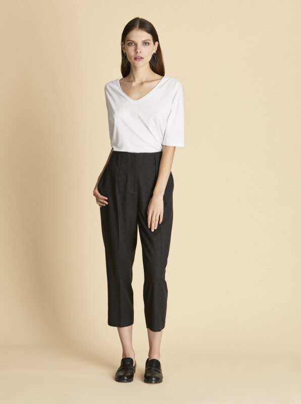 Kısa Paçalı Yün Pantolon Antrasit - 4