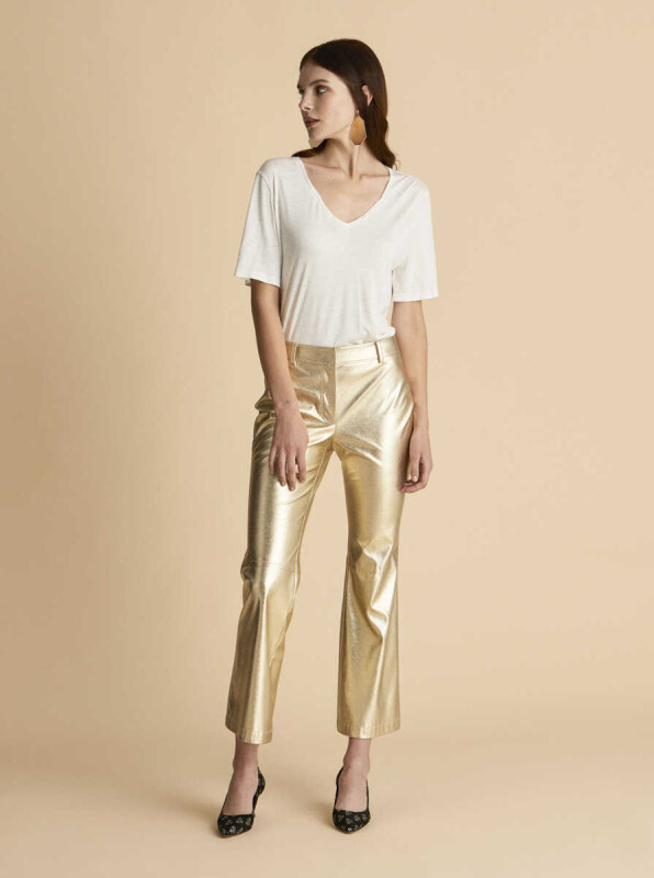  Kısa Paçalı Kadın Pantolon Gold - 1