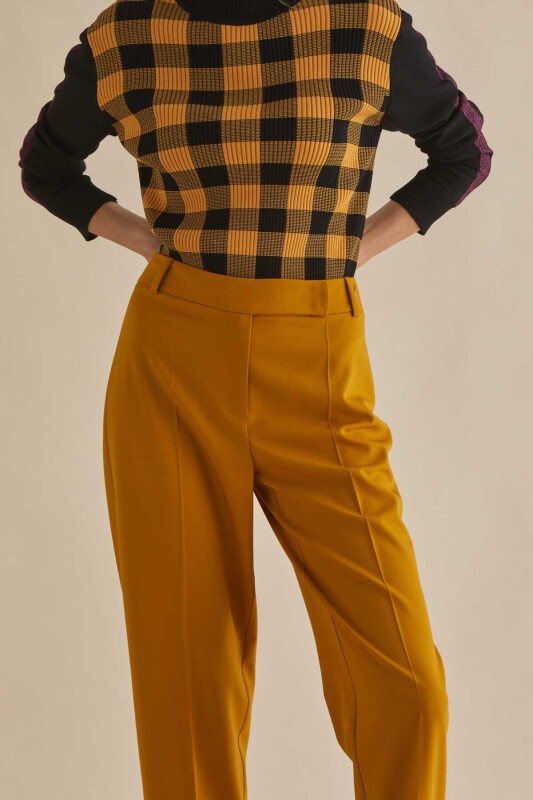 Kısa Paçalı Yün Pantolon Safran - 3