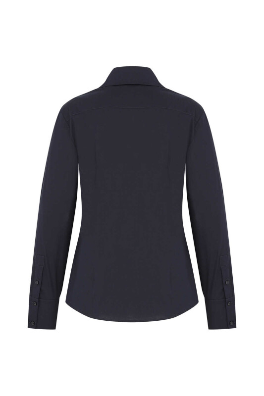  Klasik Kadın Gömlek Lacivert - 5