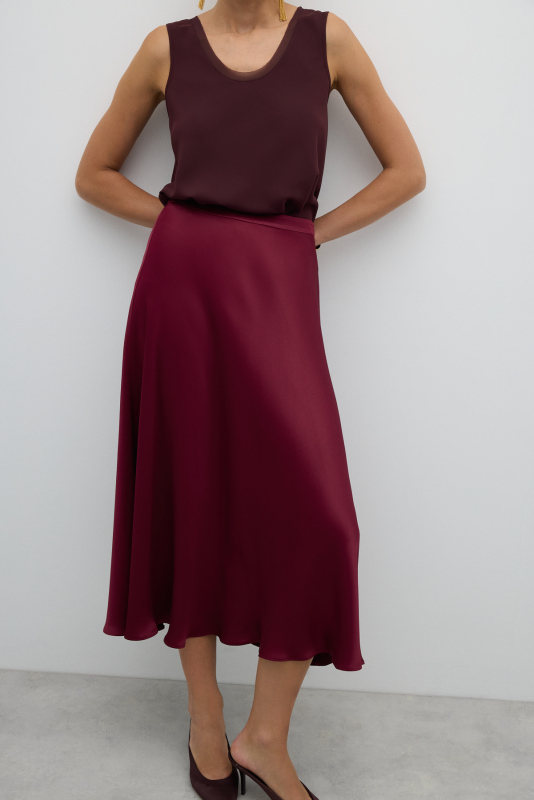 Kloş Midi Boy Etek Bordo - 4