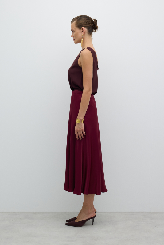 Kloş Midi Boy Etek Bordo - 3