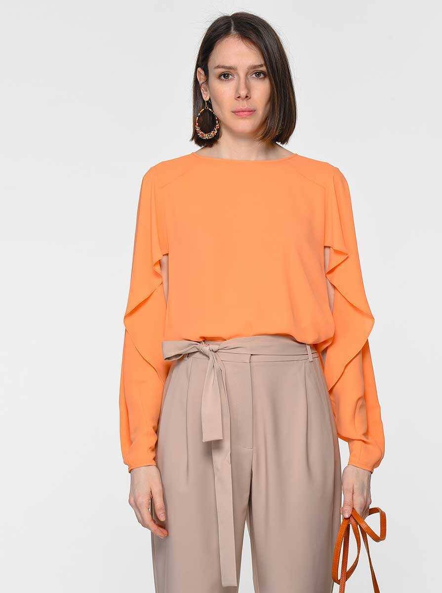 Kol Detaylı Bluz Kayısı - 1