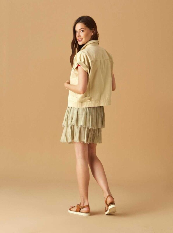 Kol Katlamalı Kadın Ceket Ekru - 2