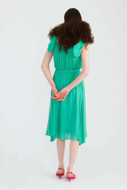 Kolları Fırfırlı Abiye Elbise Cam Göbeği - 2