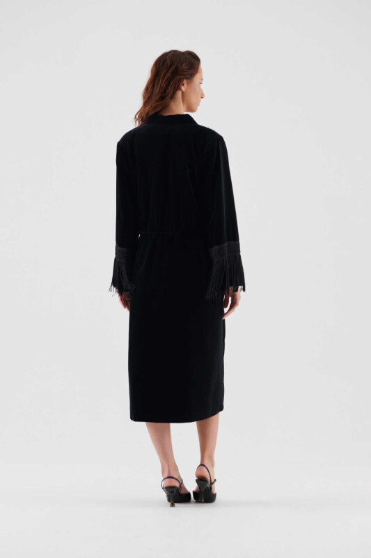  Cap with Tassels on the Sleeves Black - 2