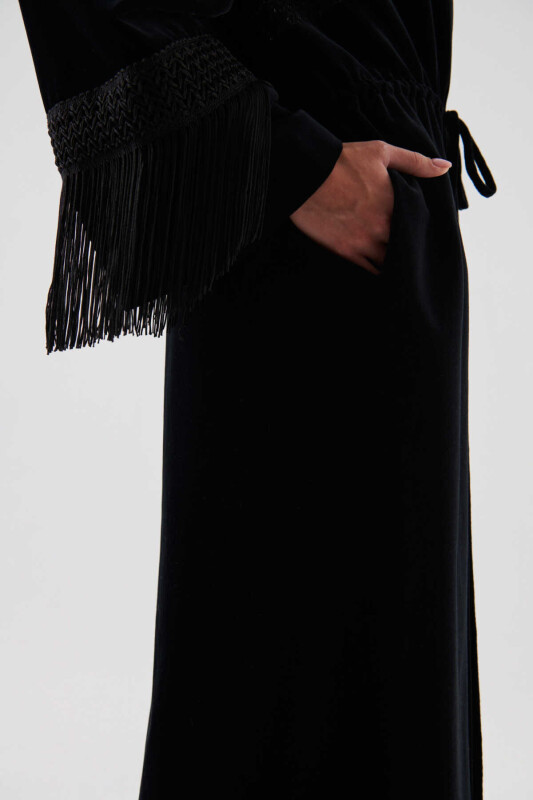  Cap with Tassels on the Sleeves Black - 3