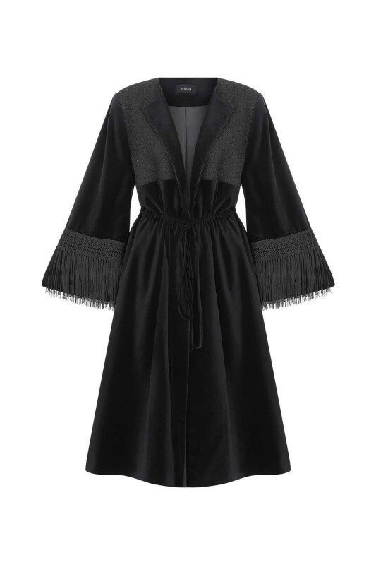  Cap with Tassels on the Sleeves Black - 4