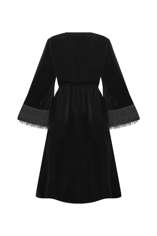  Cap with Tassels on the Sleeves Black - 5
