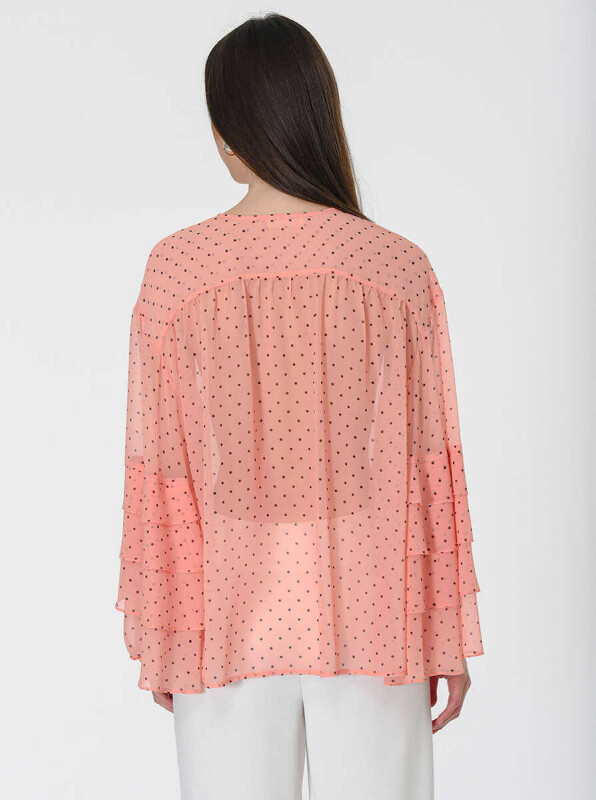 Kolları Volanlı Bluz Pembe - 2