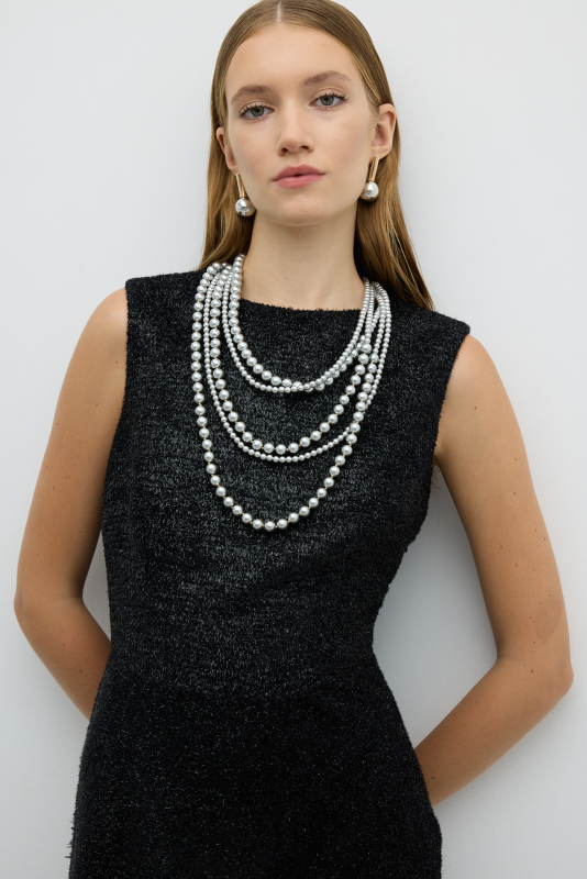 Kolsuz Midi Boy Elbise Siyah - 5