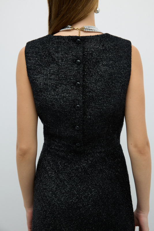 Kolsuz Midi Boy Elbise Siyah - 6