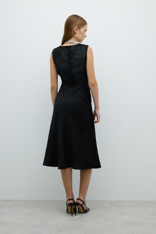 Kolsuz Midi Boy Elbise Siyah - 2