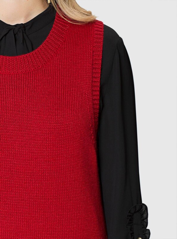 Yün Kolsuz Uzun Triko Kiremit - 3