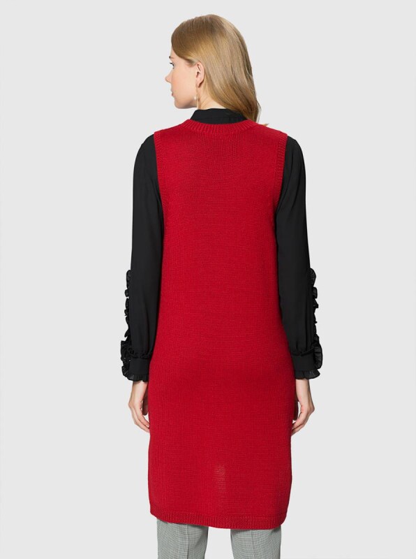 Yün Kolsuz Uzun Triko Kiremit - 2