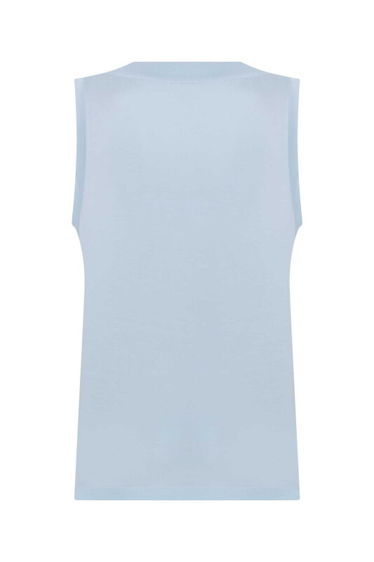  Kolsuz V Yaka Tişört Mavi - 5