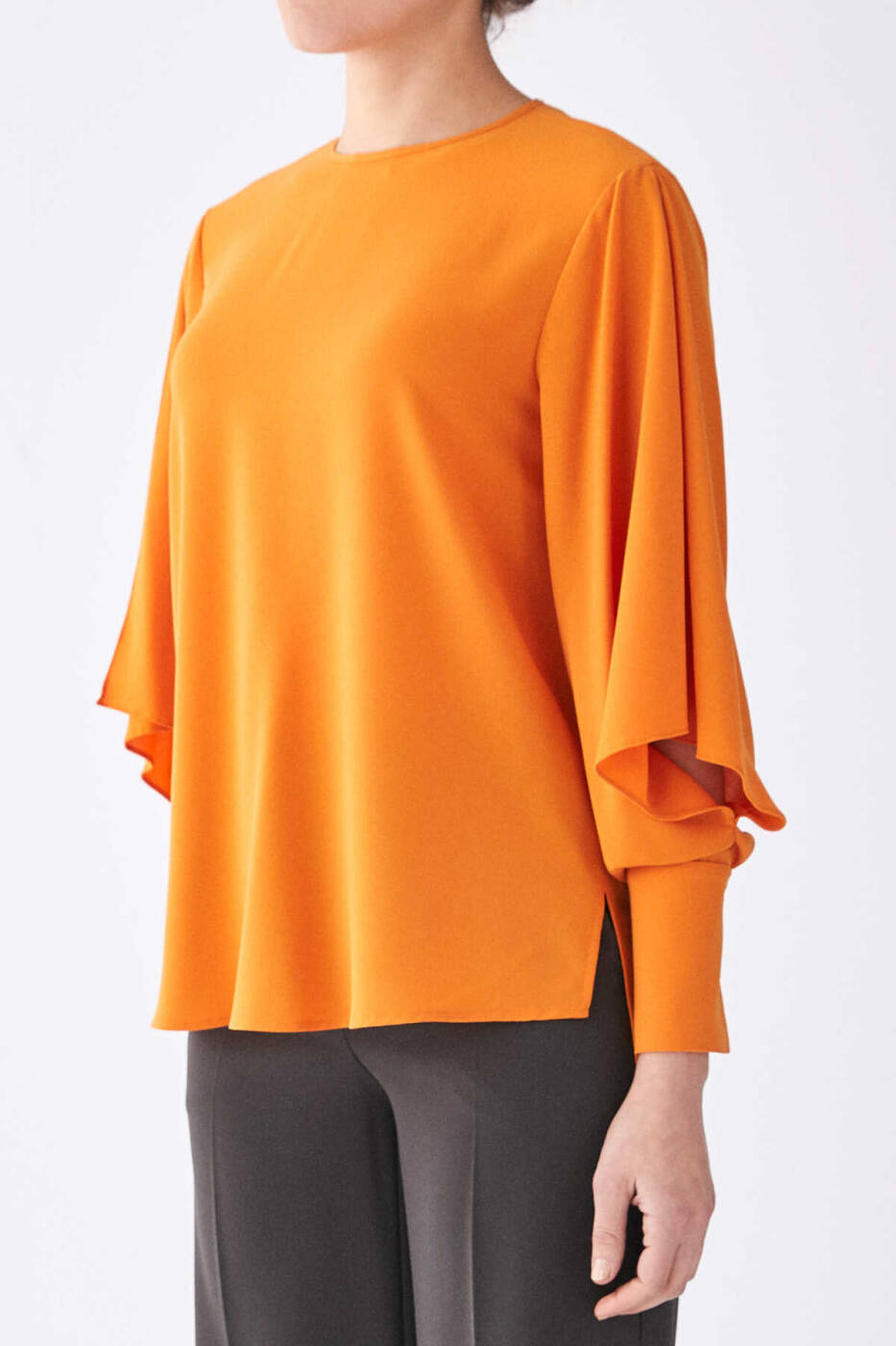  Kolu Fırfır Detaylı Bluz Oranj - 3