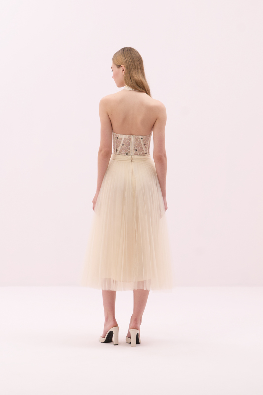 Korse Detaylı Halter Yaka Büstiyer Ekru - 2