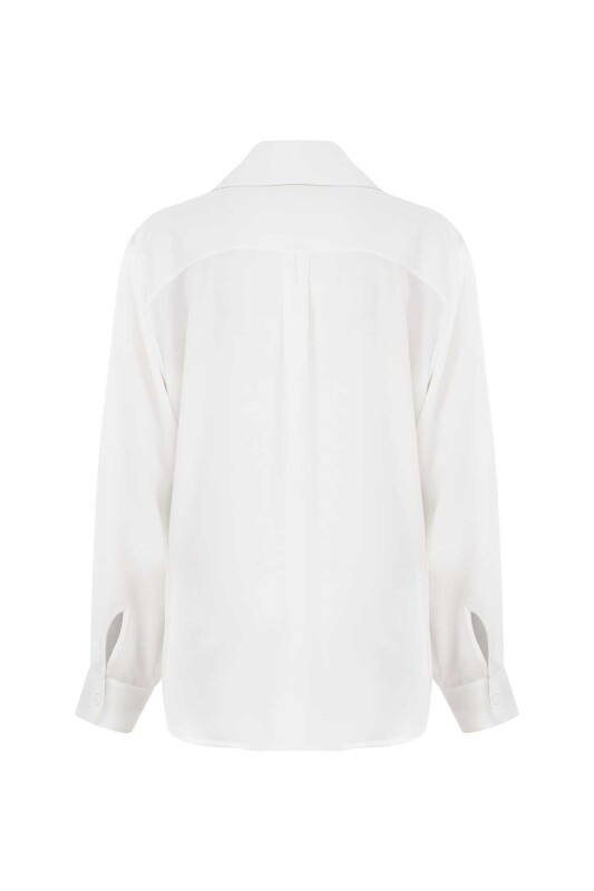  Krep Kadın Gömlek Ekru - 5