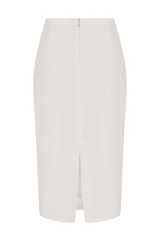  Krep Midi Etek Ekru - 5