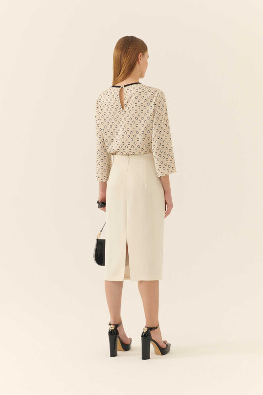  Krep Midi Etek Ekru - Roman (1)