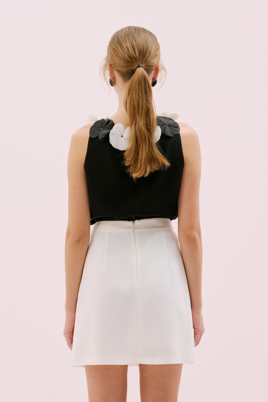 Krep Mini Etek Beyaz - 2