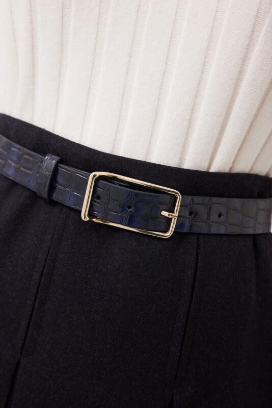 Kroko Desen Kemer Lacivert - Roman (1)