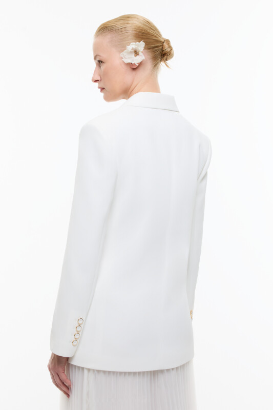 Kruvaze Blazer Ceket Beyaz - Roman (1)