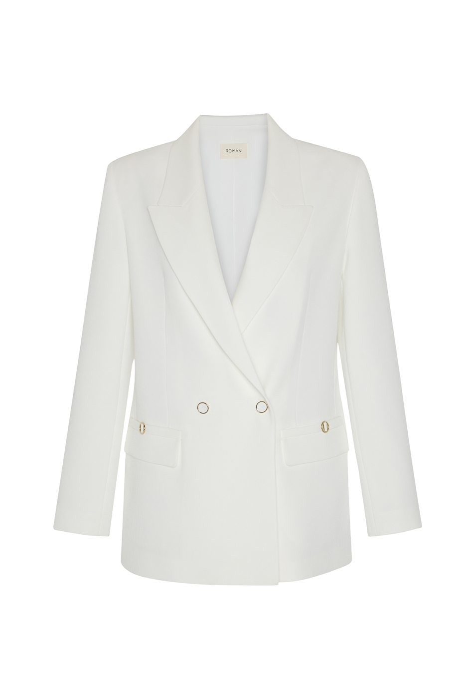 Kruvaze Blazer Ceket Beyaz - 5