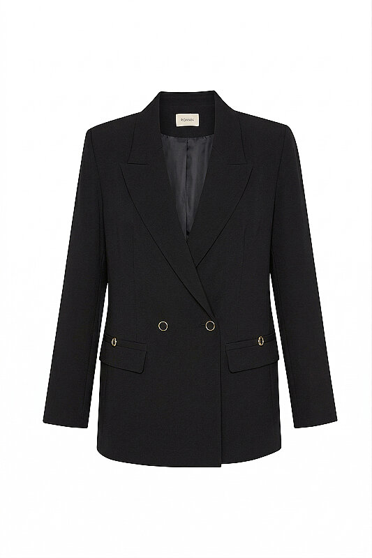 Kruvaze Blazer Ceket Siyah - 4