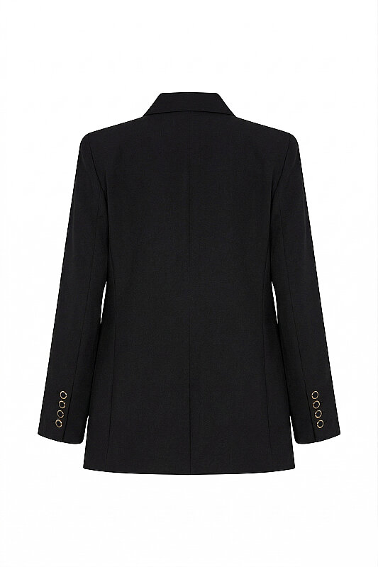 Kruvaze Blazer Ceket Siyah - 5