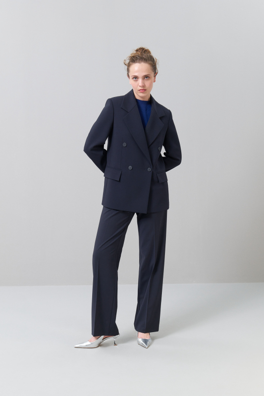 Yün Kruvaze Ceket Lacivert - 3