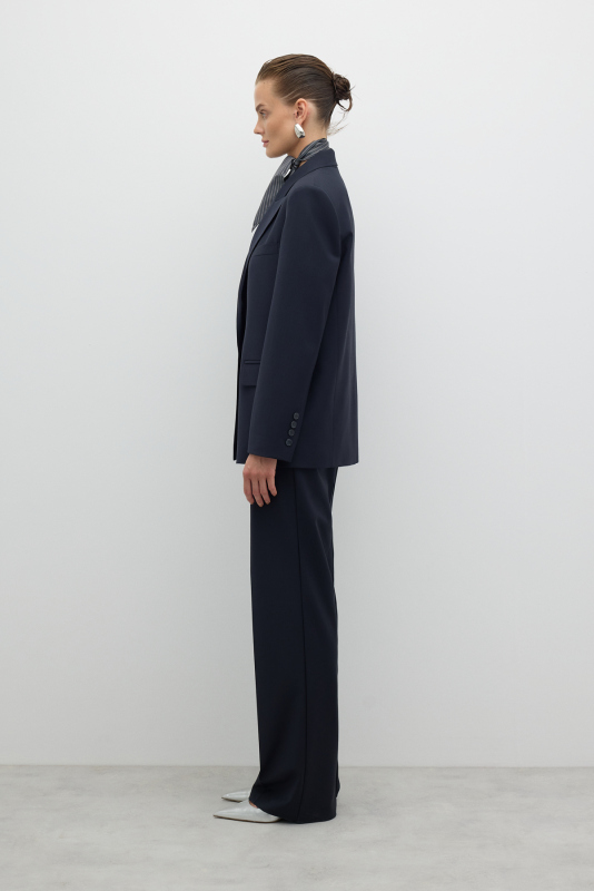 Yün Kruvaze Ceket Lacivert - 4
