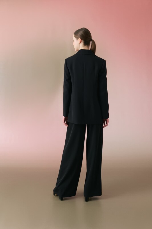 Nostaljik Yaka Kruvaze Ceket Siyah - Roman (1)