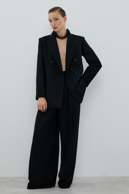 Kruvaze Yün Ceket Siyah - 6