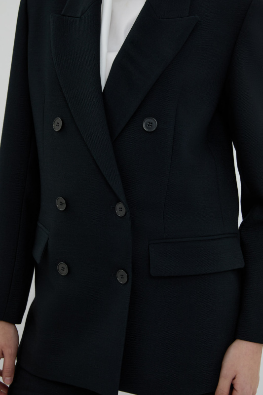 Kruvaze Yün Ceket Siyah - 4