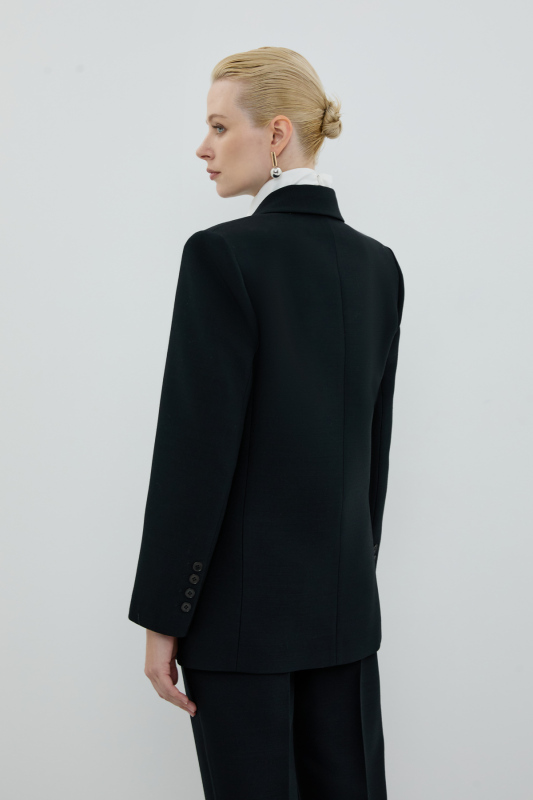 Kruvaze Yün Ceket Siyah - 2