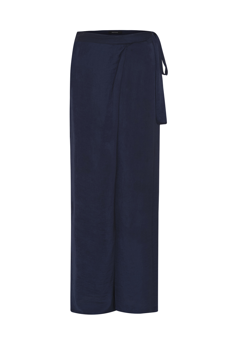 Kruvaze Görünümlü Bağlama Detaylı Geniş Paça Pantolon Lacivert - 5
