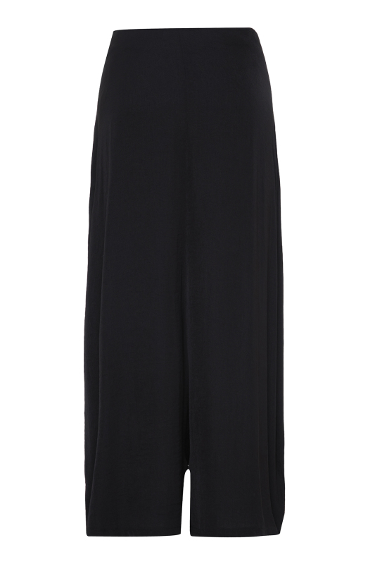 Kruvaze Görünümlü Saten Şalvar Pantolon Siyah - 4