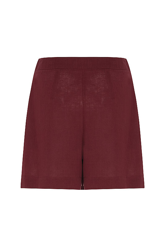 Kruvaze Görünümlü Şort Etek Bordo - 5