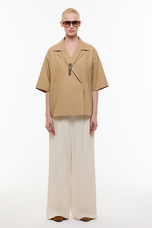 Kruvaze Kısa Kol Ceket Kahve - Roman