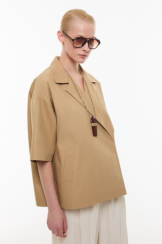 Kruvaze Kısa Kol Ceket Kahve - 3