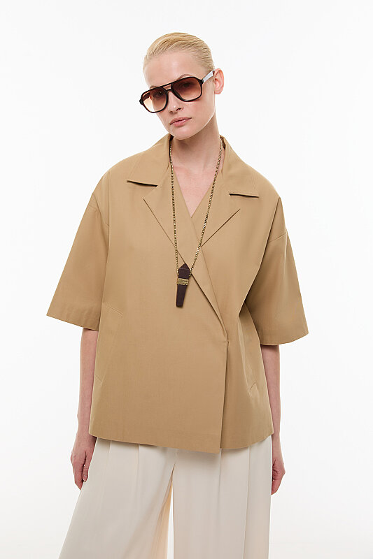 Kruvaze Kısa Kol Ceket Kahve - 4