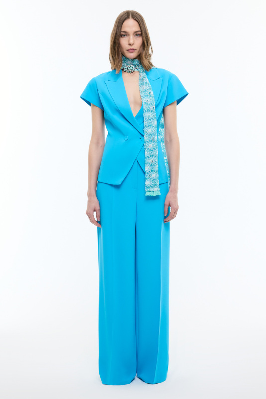 Kruvaze Kısa Kol Ceket Mavi - 5