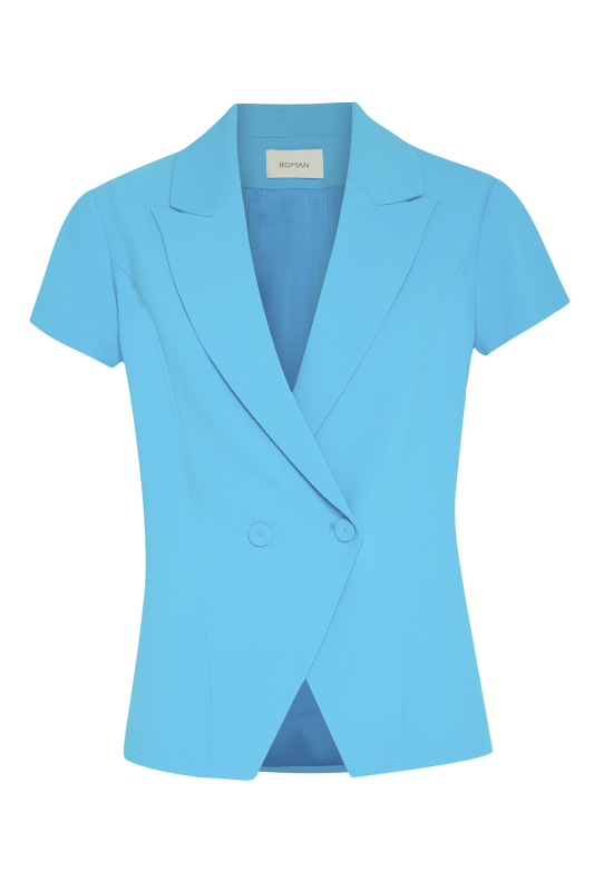 Kruvaze Kısa Kol Ceket Mavi - 6